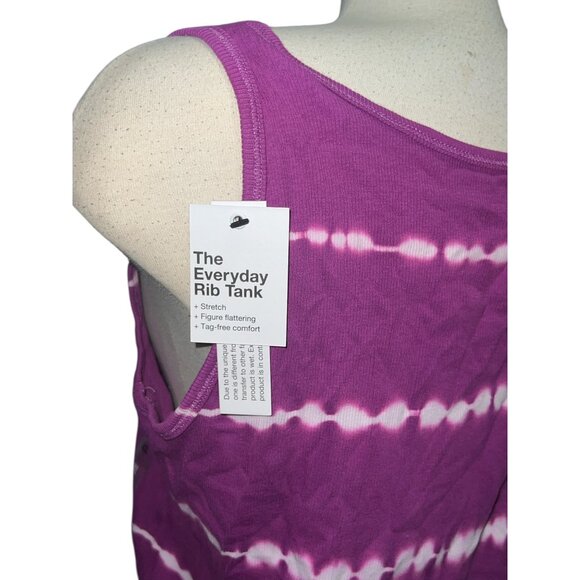 Sonoma Sz XL Tie-Dye Everyday Rib Tank Top Stretch & Tag-Free Comfort Purple & W - Picture 4 of 7